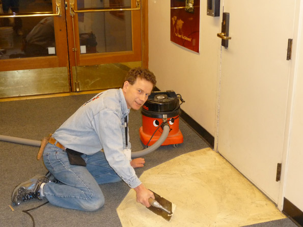 Carpet repair in firehall - in progress